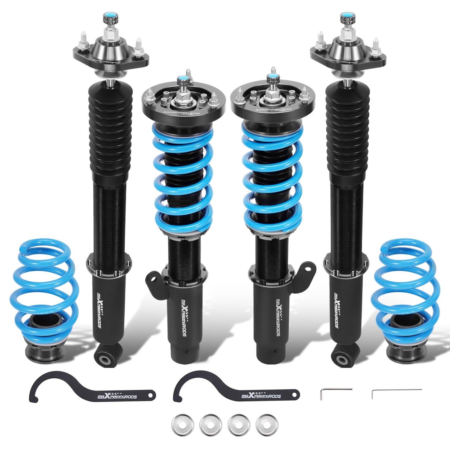 maXpeedingrods Coilover for BMW E46 1998-2007, 24 Levels Damper Adjustable Coilovers Suspension Kit, Height Adjustable Shock Absorber Struts, Lowering Kit T6 Upgraded Coilovers, Blue