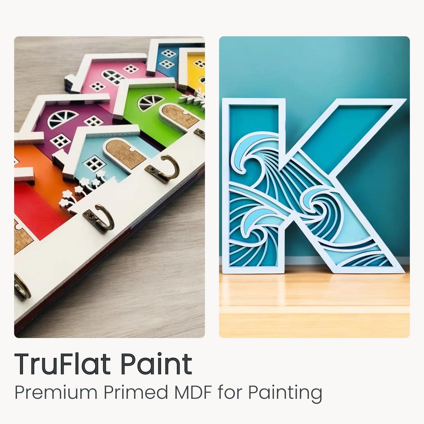 TruFlat Paint PrimedPre-Finished Plywood Sheets 12 x 19 x 1/8 Inch – MDF Core Wood Boards for Laser Cutting, Engraving, Painting and Sublimation – Smooth Double Sided Finish – Case of 24