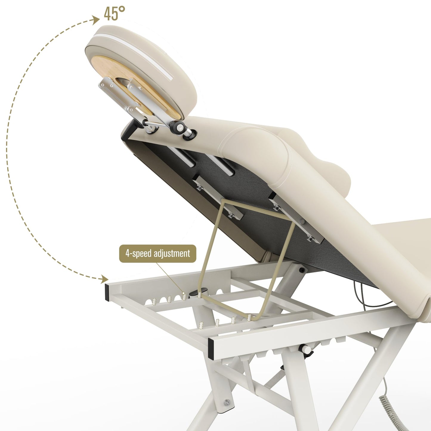 Adjustable Massage Table with Face Pillow & Headrest for Treatment Table Physical Therapy Table Spa Facial Bed - Manual Adjustable Height & Backrest, Remote Control Electric Leg Lifting - Beige Gray