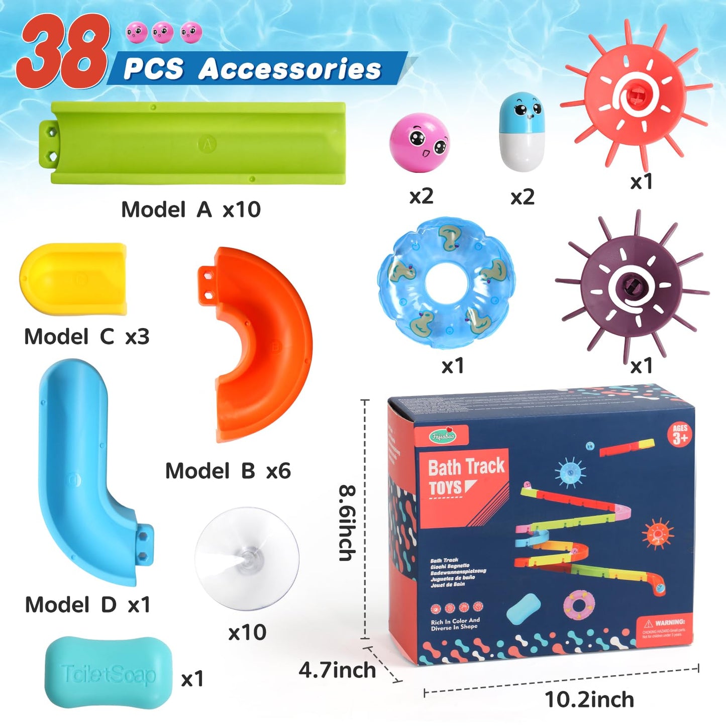 Fajiabao Bath Toys for Kids Ages 4-8 3-5 Toddler Bath Toys City Car Slide Fun DIY Bathtub Shower Birthday GITS for Kids 2-4 5 6 7 Year Old Boys Girls(Classic Edition)