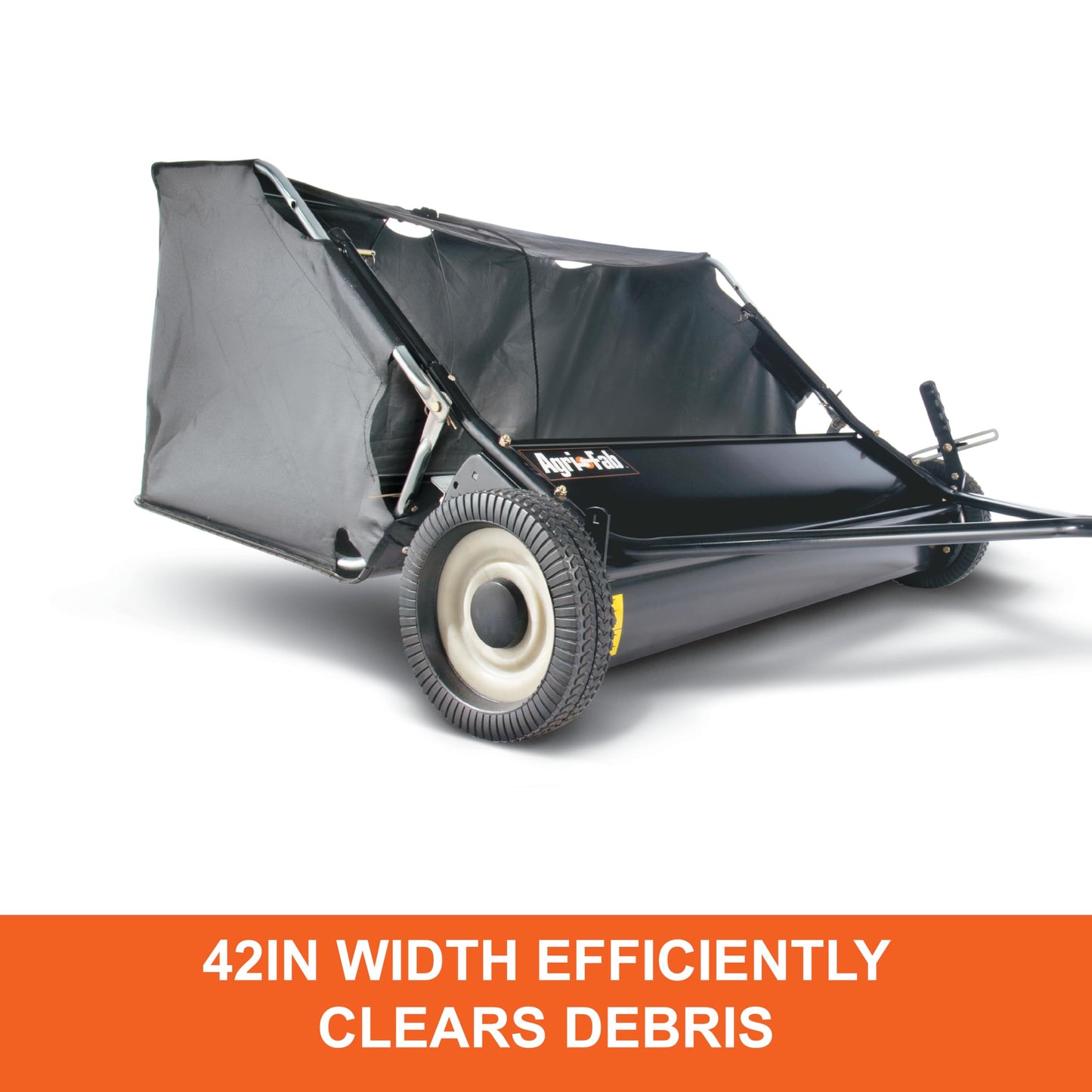 Agri-Fab 45-0320 42" Tow-Behind Lawn Sweeper, 12 cu. ft Hopper Bag Capacity; Leaf & Grass Catcher, with Adjustable Brush Height and Easy to Use Dumping Rope
