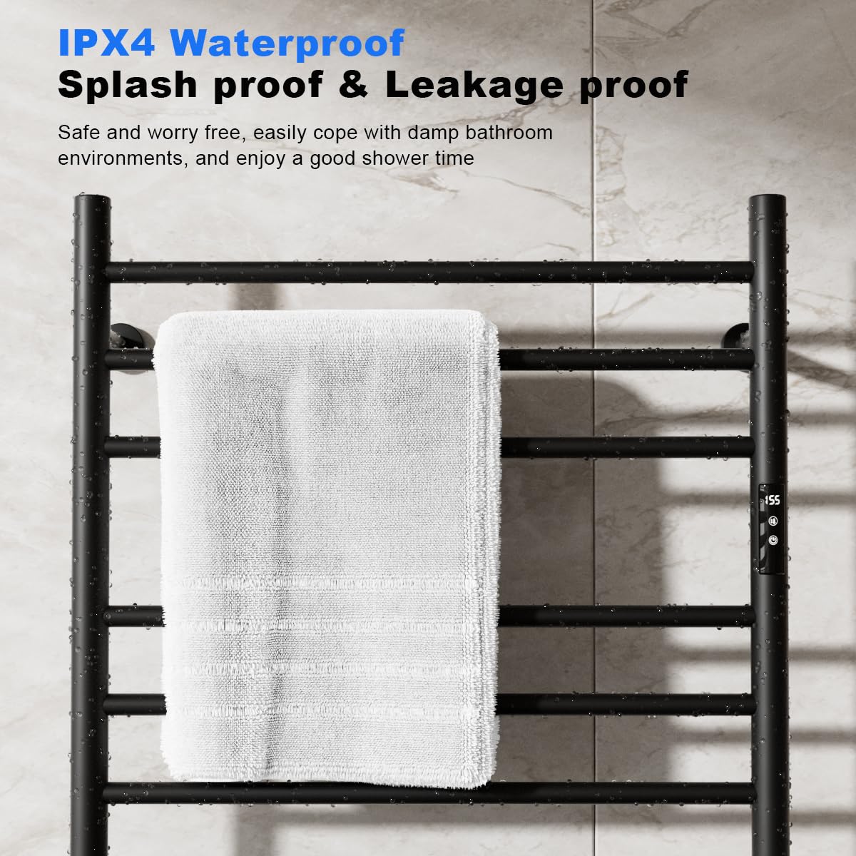 MENATT 12 Bars Heated Towel Warmer Racks Wall Mounted, Electric Heated Towel Rack for Bathroom,Towel Warmer Rack with Built-in Timer,Adjustable Temperature,Matte Black