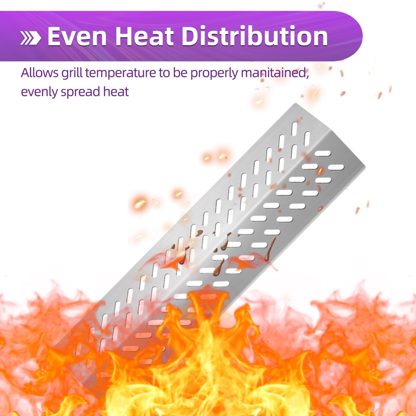 Dictirdy Grill Replacement Parts Cast Stainless Steel 4 pcs 16631 Flavorizer Bars 3 pcs 16520 Heat Plate and 4 pcs 16516 Burners for Bull Angus Grill Blaze Lion Cal Flame Tamer Gas Grill