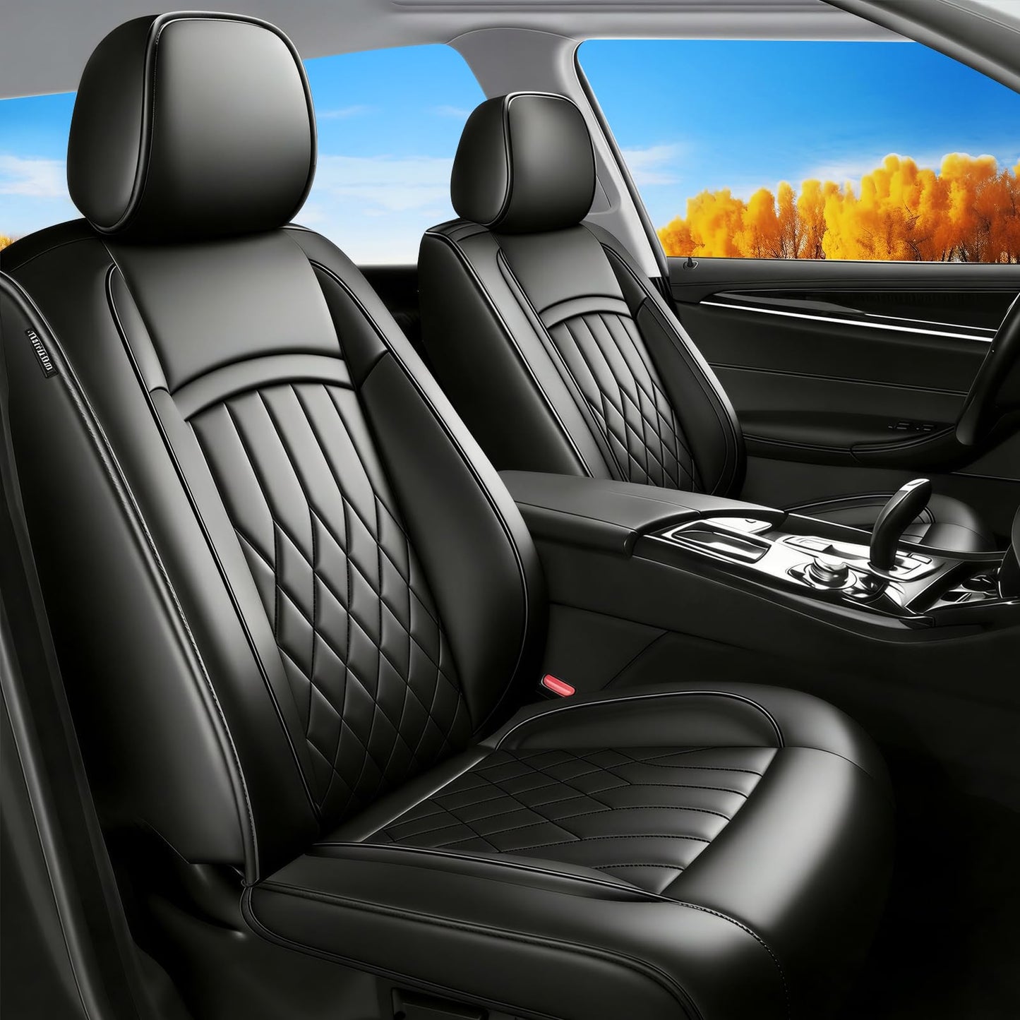 Banklif Durango Seat Covers Custom Fit for Dodge Durango 2007-2025 (Only 5-Seat Version) - Full Set Premium Leather, Waterproof, All-Weather, Airbag Compatible, Anti-Slip, Car Seat Protectors (Black