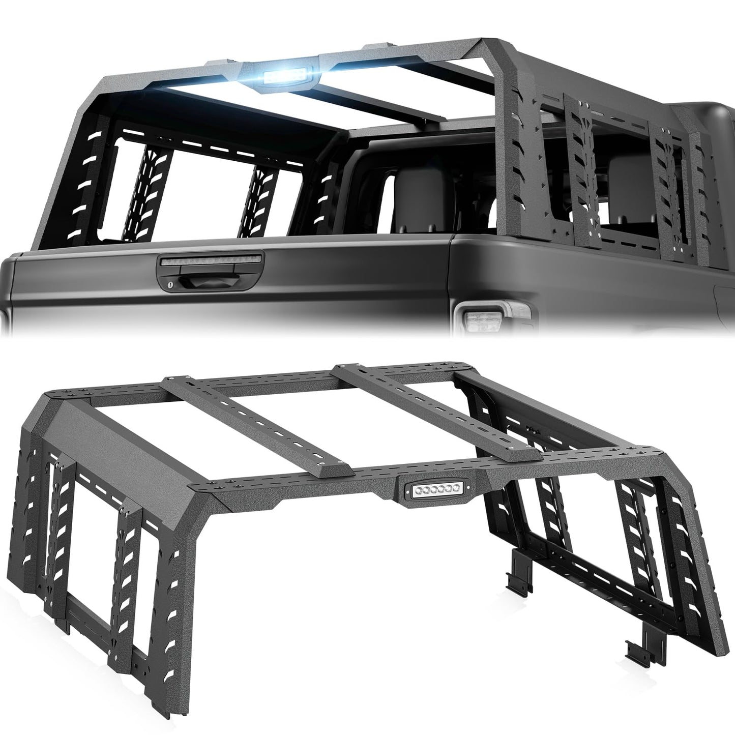 YZONA 22" High Overland Bed Racks Truck Cargo Carrier Compatible with 2020-2026 Gladiator JT with LED Lights and Bed Rails, Full-Size Truck Rear Ladder Rack Back Cross Bars