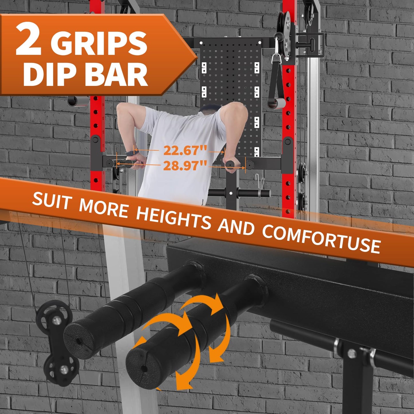 GarveeLife Power Cage, 2000 LB Power Rack with Dual Pulley Cable Crossover, Multi-Function Home Gym Squat Rack with Attachments, Full Body Strength Training Equipment for Home