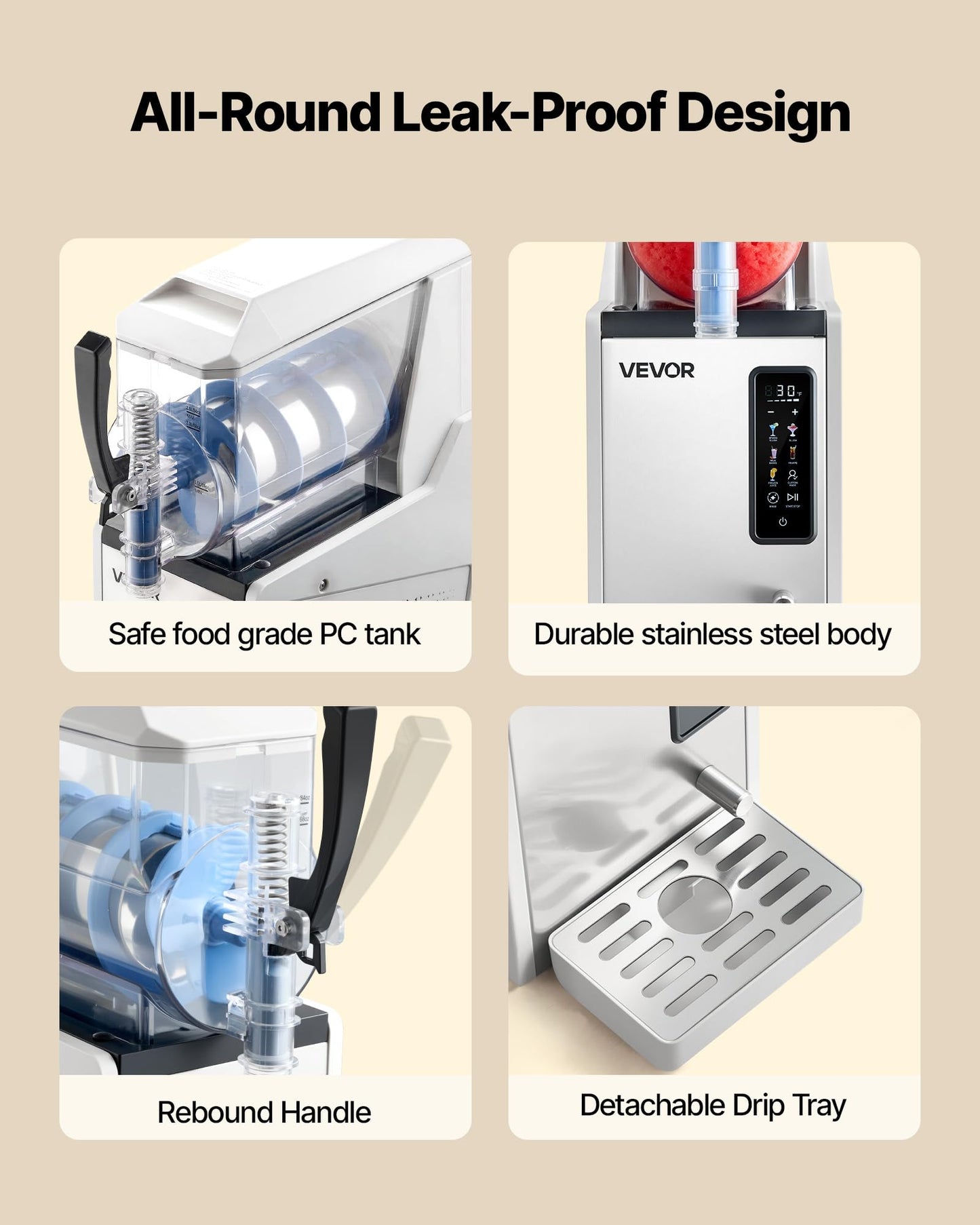 VEVOR Slushie Machine, 3L/100oz No Ice Needed Slushy Machine for Home, Frozen Drink Maker with Single Tank, Margarita Machine with Self-Cleaning, for Frozen Margaritas, Frappés, Milkshake & More