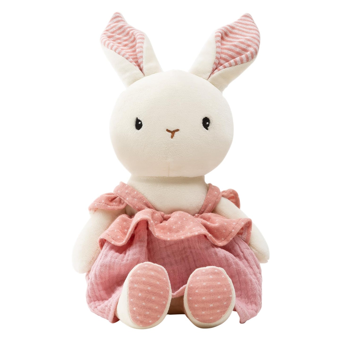 CUDDLE CORNER Bunny Stuffed Animal Organic Cotton Baby Plush Toys, 9" Organic Cotton Plush Bunny Toy with Dress, Cute Soft Stuffed Rabbit Doll for Babies and Toddlers