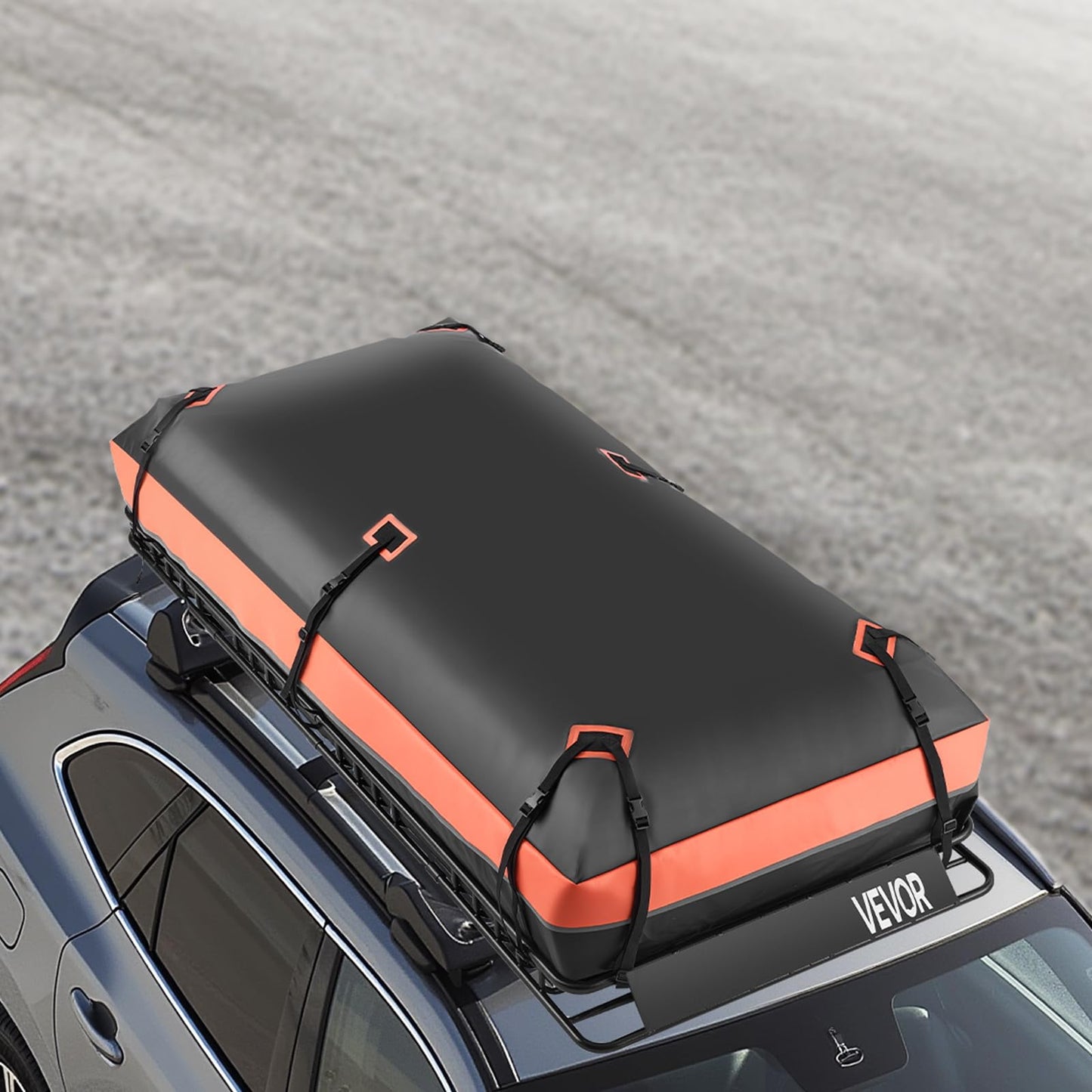 VEVOR Roof Rack Basket, 84 x 39 x 4.1 in, Universal Rooftop Cargo Carrier with 7.9 x 3.9 x 10.2 in Cargo Bag, Net, Ratchet Straps, 250 lbs Max Load Capacity Car Top Luggage Holder, for SUV Truck Car