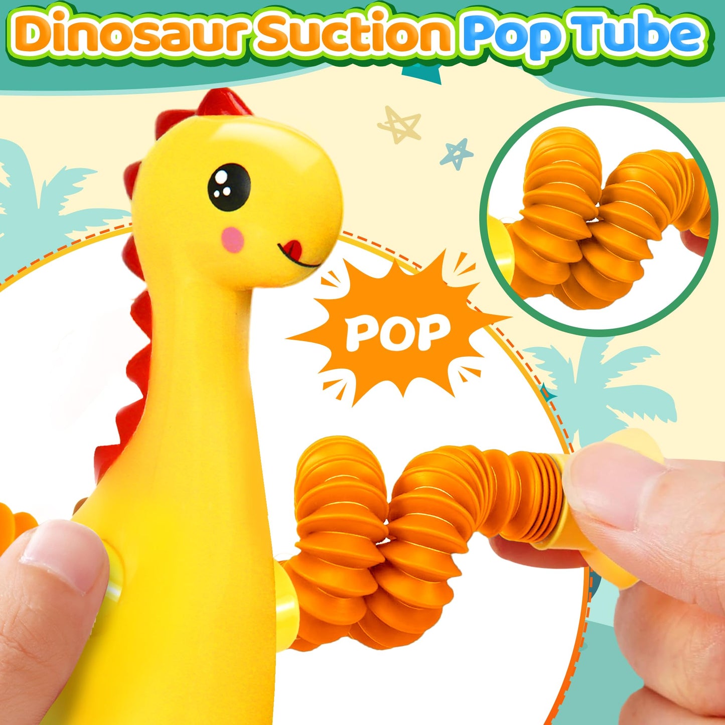 4Pcs Dinosaur Airplane Travel Toys Easter Basket Gifts for Toddlers Kids Boys Girls Sensory Suction Cup Tube ADHD Autism Road Trip Car Activities Essential Stocking Stuffer Valentines Day