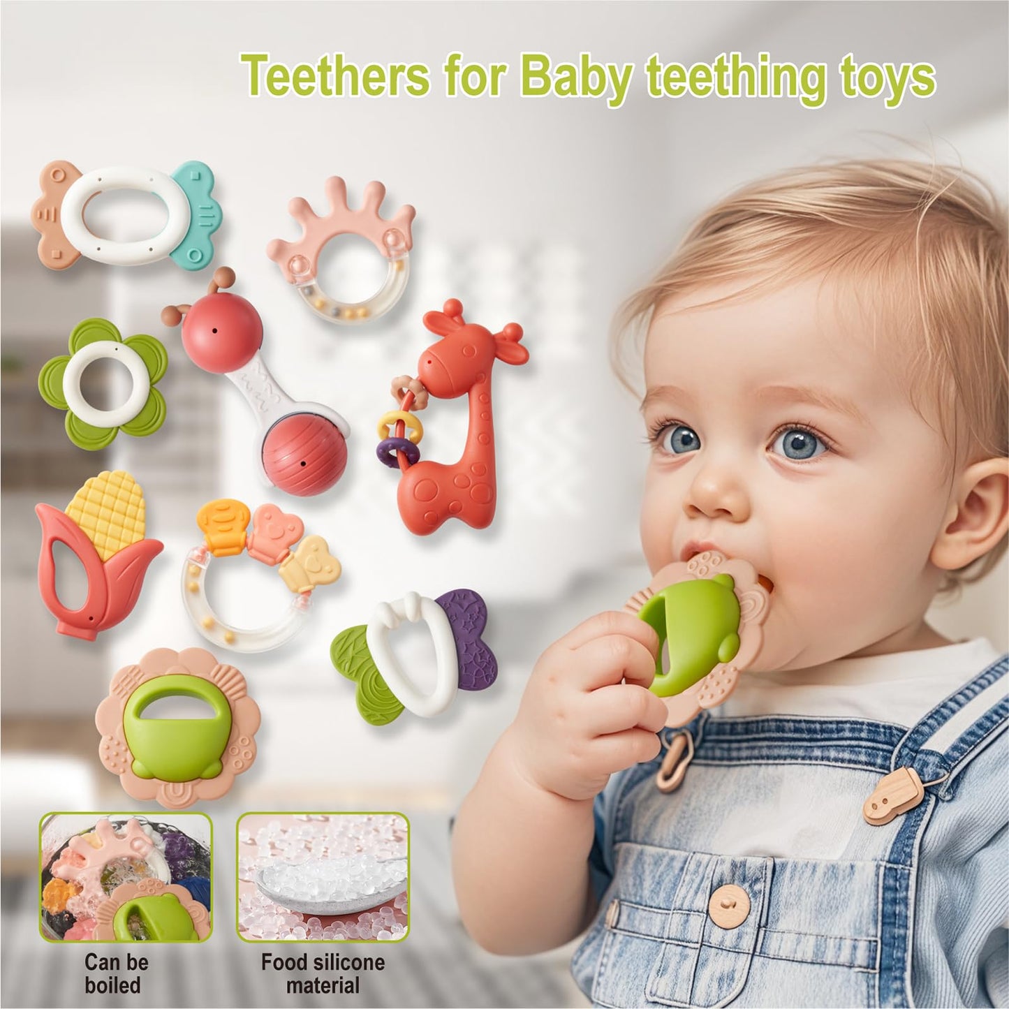 ENJOCASES Baby Toys 0-6 Months - Baby Rattles Teething Toys 3-6 Month Infant Toys 6-12 Months Teether Toy Babies Gift Teething Toys
