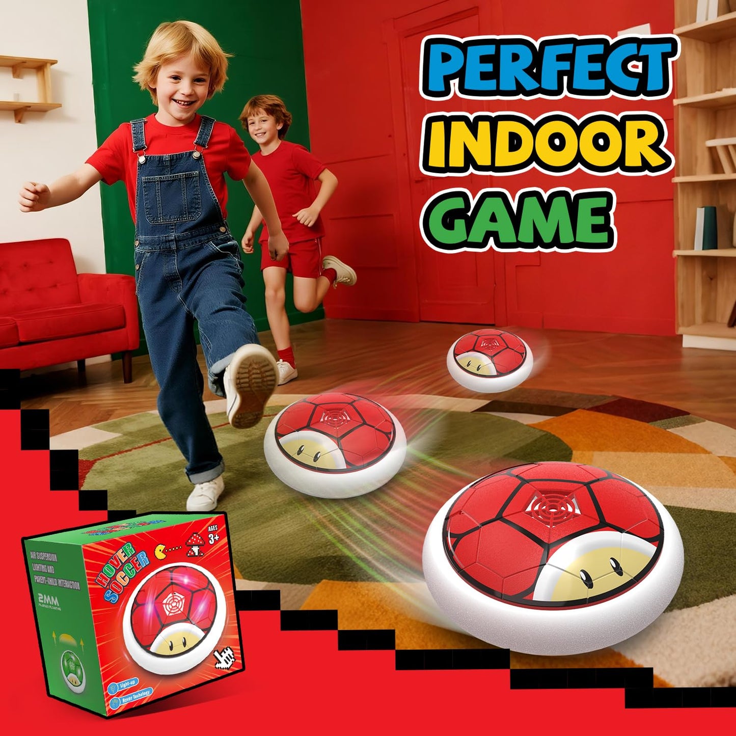 Thusine Boy Toys Hover Soccer Ball for Kids 2 LED Soccer Ball Toys Indoor Games Gifts for Boy Age 6-8, 8-12, Floating Football Birthday Gifts for 4 5 6 7 8 9 10 11 12 Year Old Kids Sport Toy