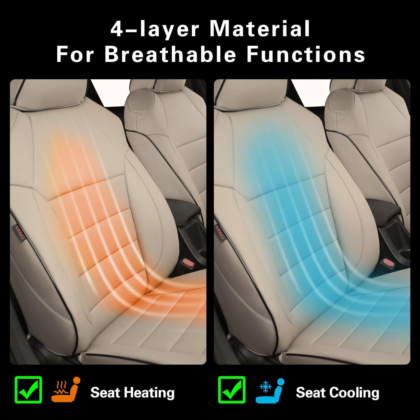 EKR Rav4 Seat Covers Custom Fit for Toyota Rav4 XLE,Platinum,Limited 2013-2018 & SE 2016-2018, Leather Car Seat Cover Full Set for SUV,Faux Leather(Beige)