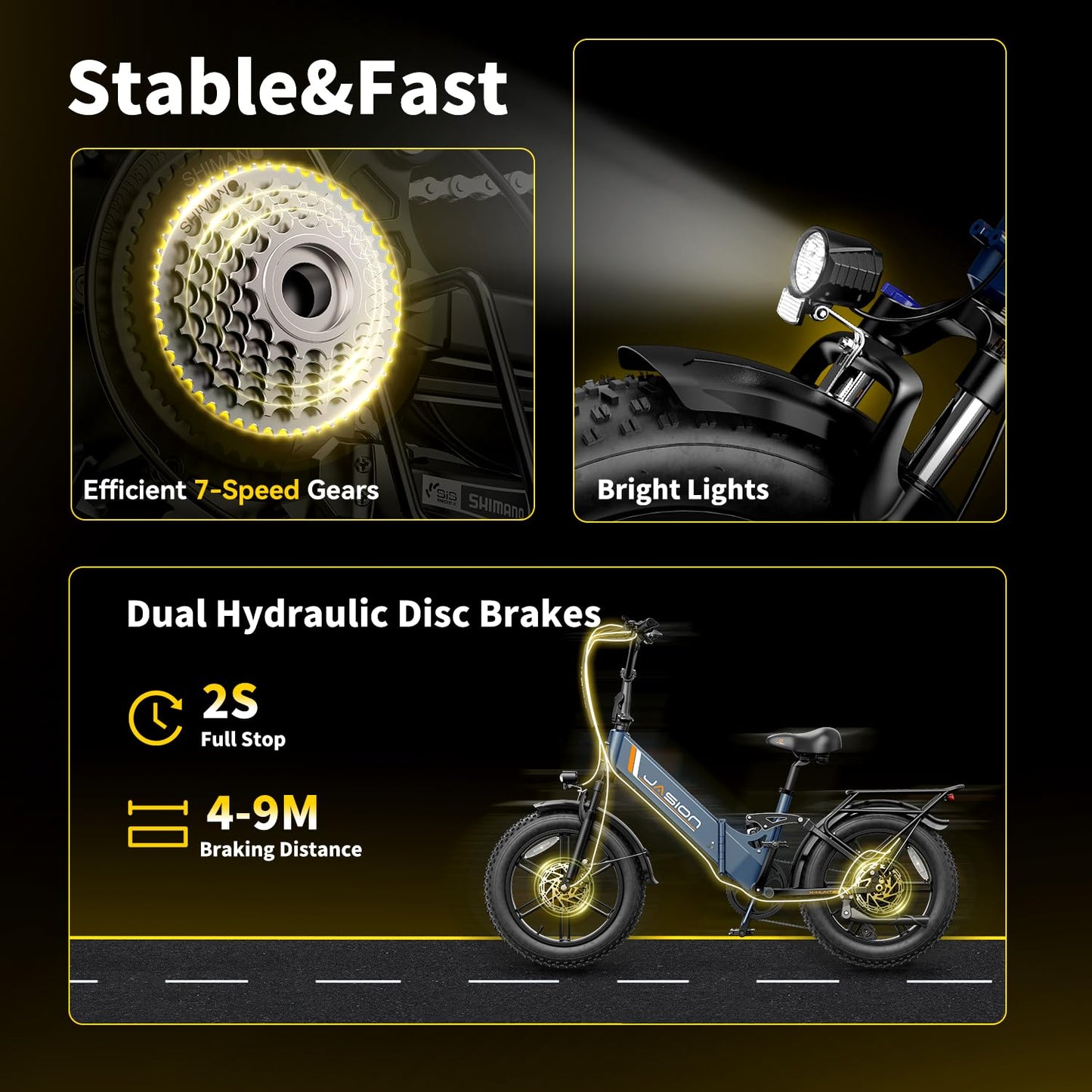 Jasion X-Hunter ST Electric Bike, 20" Fat Tire & 71Miles & 30+MPH Foldable Ebike, 1400W Peak Motor, 624WH Removable Battery, Full Suspension E Bike, Hydraulic Disc Brakes Bicycles