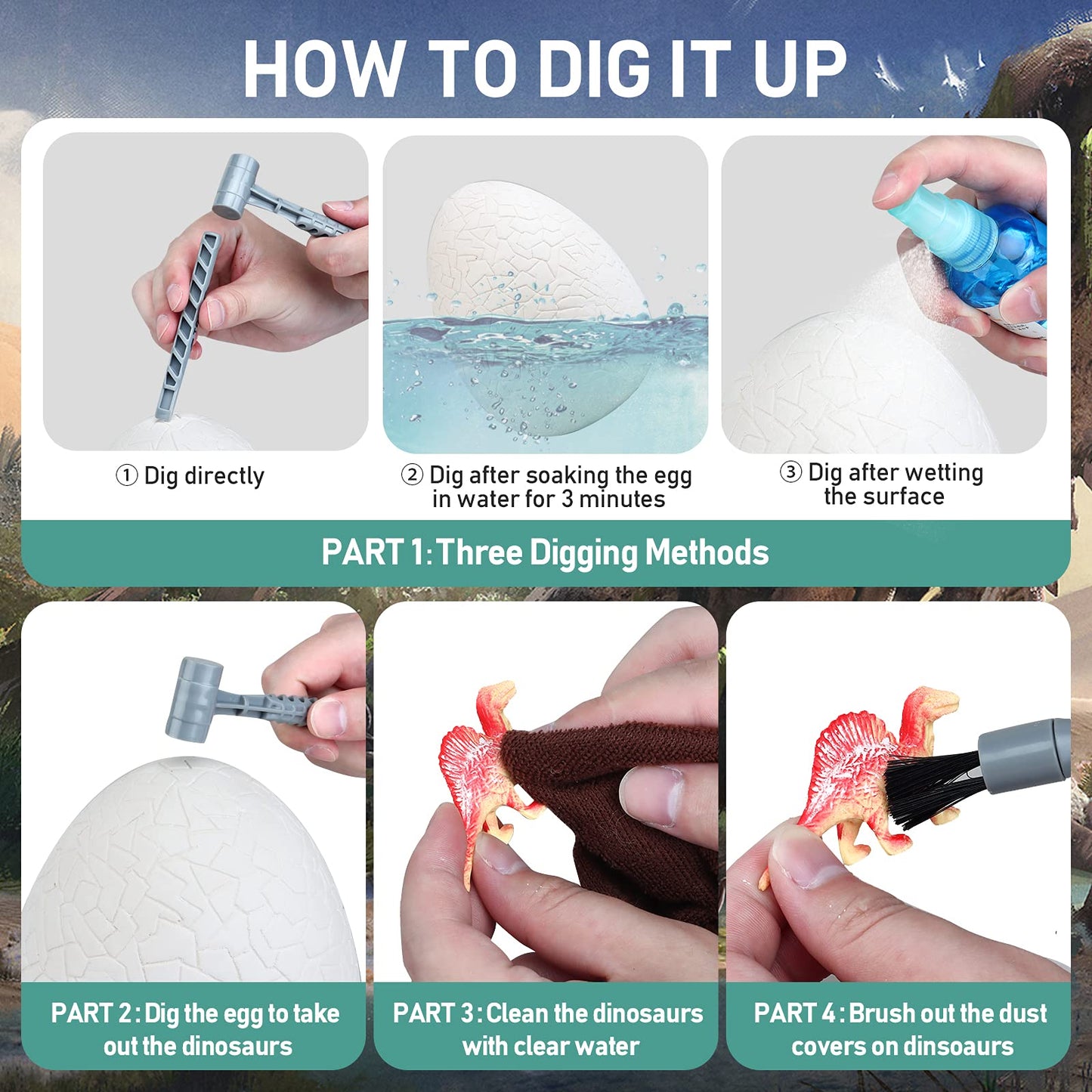 Woumserta Jumbo Dino Egg Dig Kit, Dinosaur Toys for Kids 5-7 8-12 with 12 Dinosaurs, Dinosaur Toys for 5 6 7 8 Year Old Boy Birthday Gift, Dinosaur Eggs Excavation Gifts for 5 6 7 Year Old Boy Girl