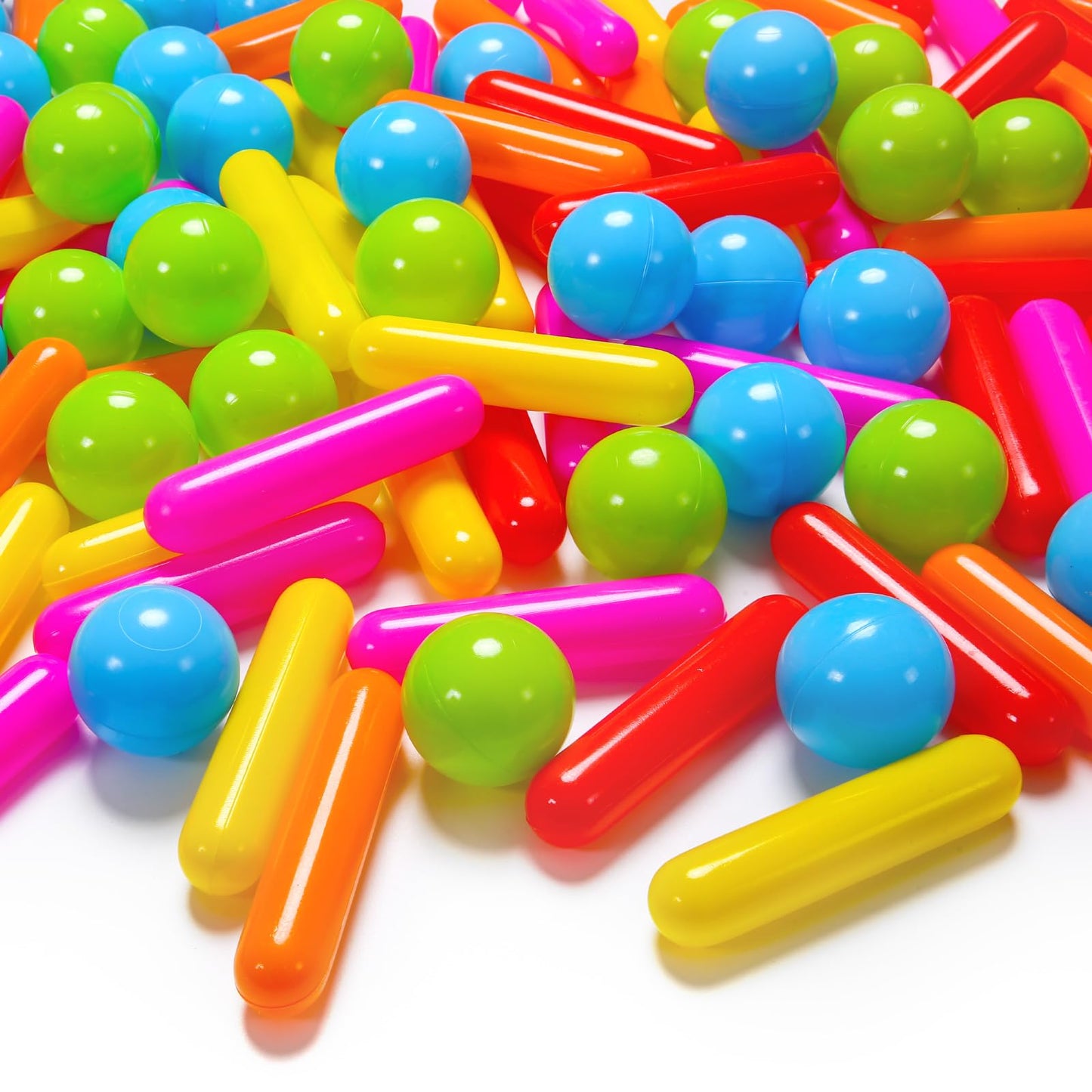 Heopeis Ball Pit Balls and Strips for Ball Pits, 50pcs Cute Plastic Star Toy Balls for Kids, Baby Toddler 1-3 Birthday, Bounce House, Play Tent, Baby Pool Water Toys, Party (Rainbow)