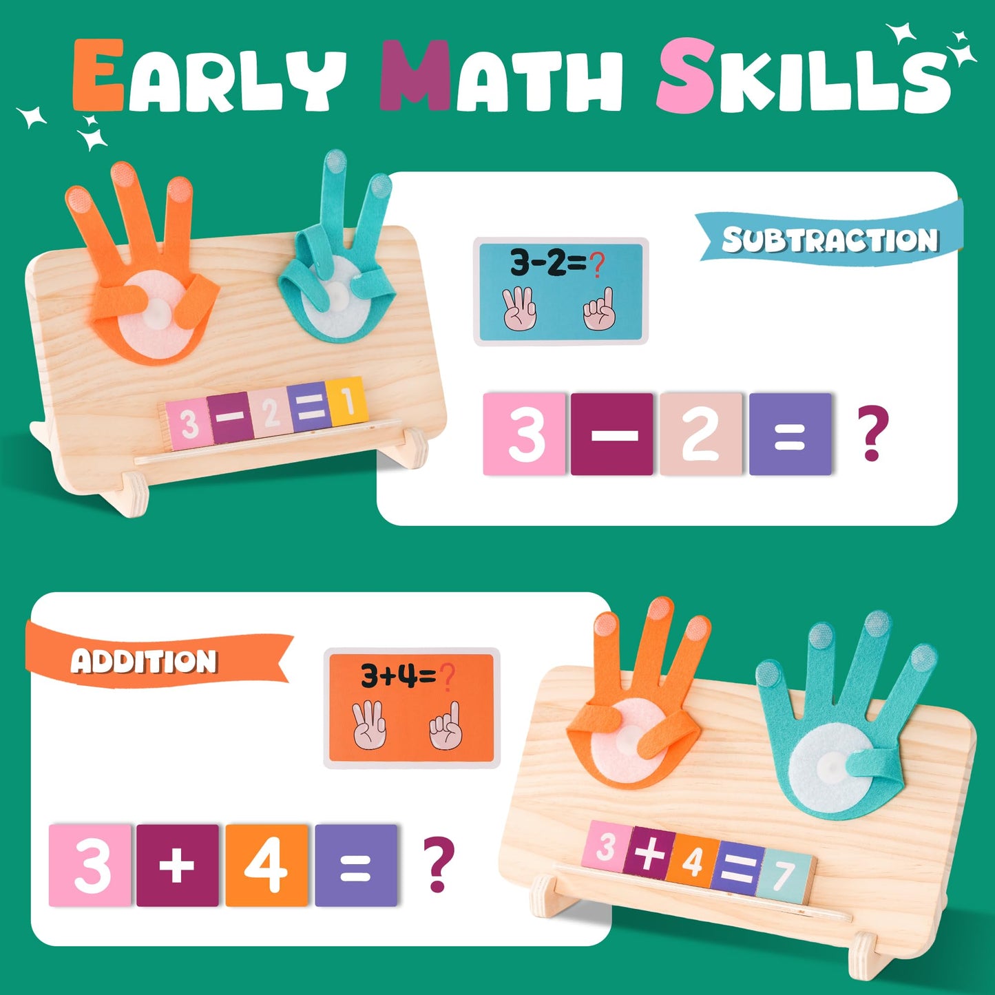 Hirger Preschool Learning Toys for Toddlers 2-4, Educational Math Manipulatives Number Counting Blocks for Kids, Montessori Toy for Boys Girls 3 4 5 6 Year Old Birthday Gifts