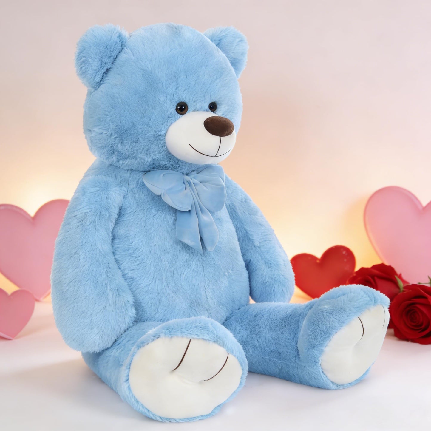 MaoGoLan Giant 47" Teddy Bear Stuffed Animal, Cuddly Large Blue Teddy Bear Plush Toy for Girlfriend Boyfriend Kids, 4ft Big Stuffed Animal for Valentines Day Gift Baby Shower Decor