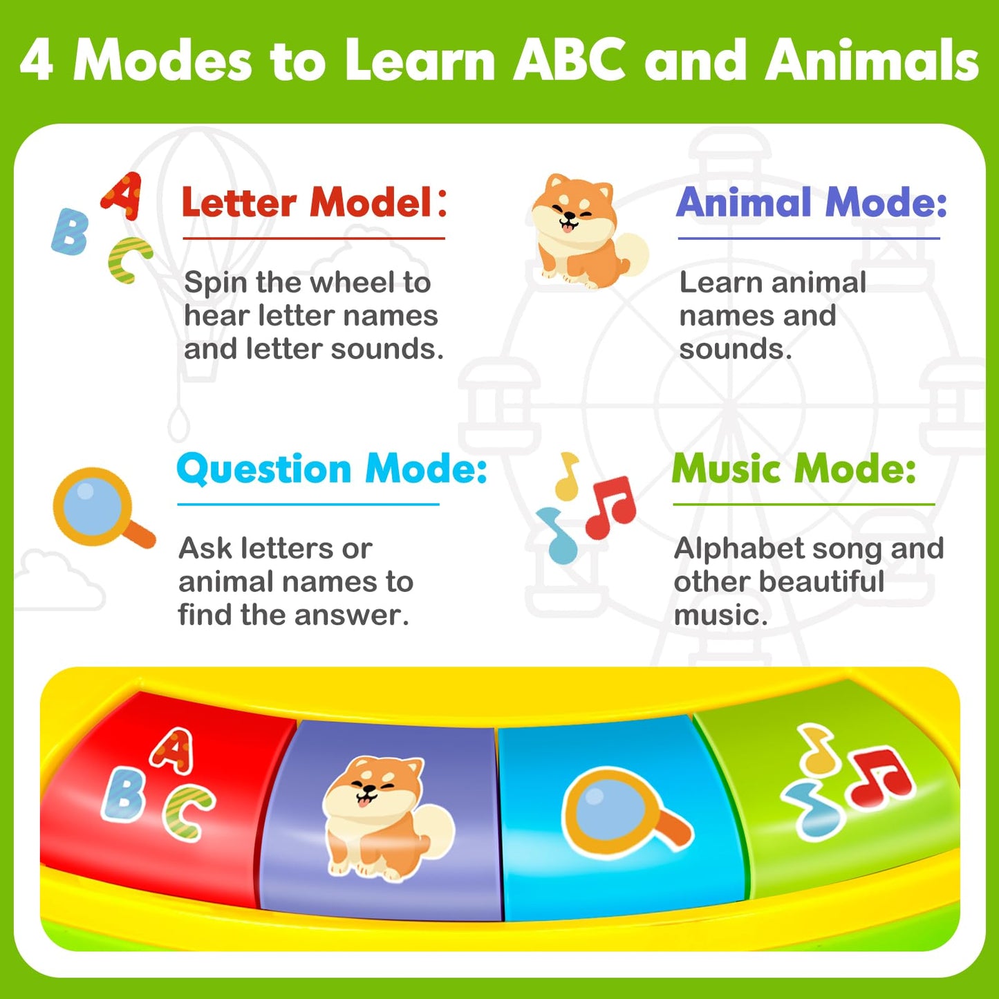 Learning Toys for 1 2 3 Year Old Boy Girl, Spin and Sing Alphabet Zoo with Sounds for Toddler 1-3, Educational Development Toy for Kid, Christmas Birthday Gifts for Baby 12-18 Months+