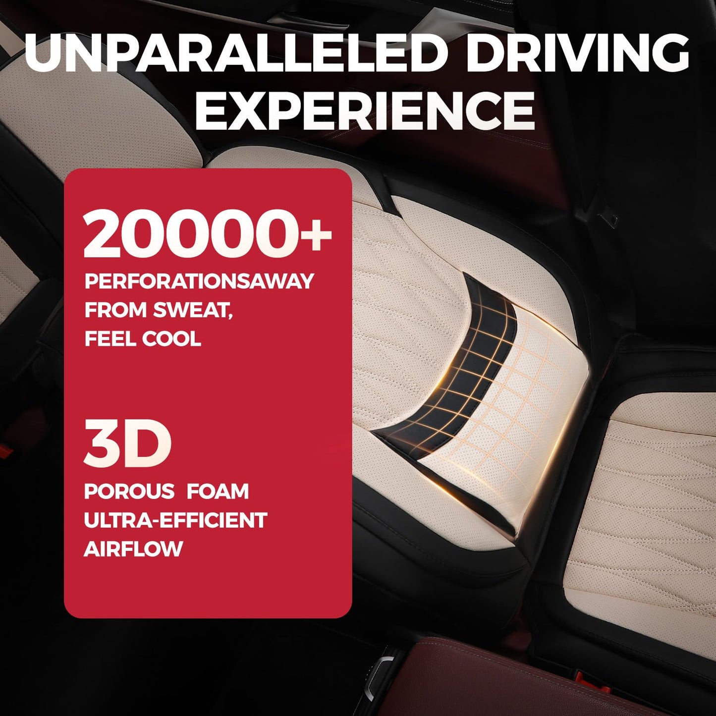 FREESOO Black Beige Car Seat Covers Full Set - Faux Nappa Leather Seat Covers for Cars, Luxury Breathable Waterproof Front Seats with Lumbar Support and Back Seat Cover, Fit for Sedans SUVs Pick-ups