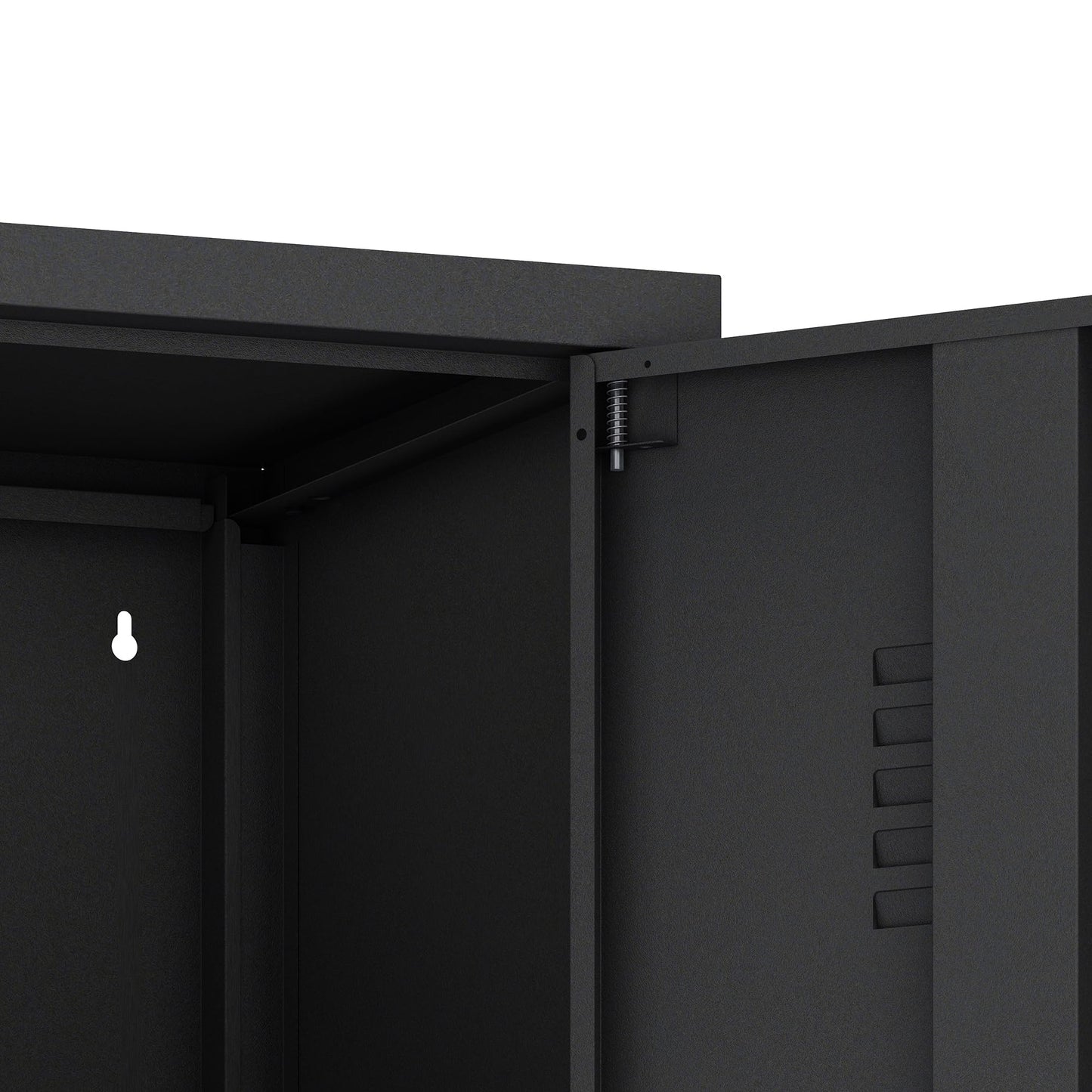 Manhattan Comfort Naomi 72.8'' Tall Storage Cabinet, Single Metal Locker with Lock, Adjustable Shelves, Vented Door & Floor Protectors, Modern Garage & Office Organizer, Black