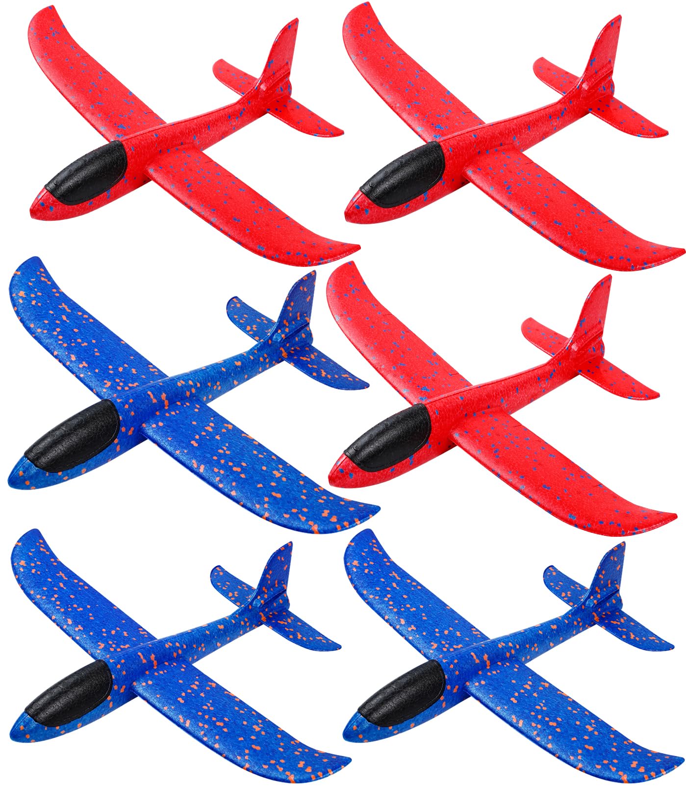 CACASO 6 Pack Foam Airplanes Toys,17.5" Large Glider Airplanes for Kids Toddler,Airplane Toys with 2 Flight Mode,Flying Styrofoam Plane for Outdoor Sport,Birthday Party Favors
