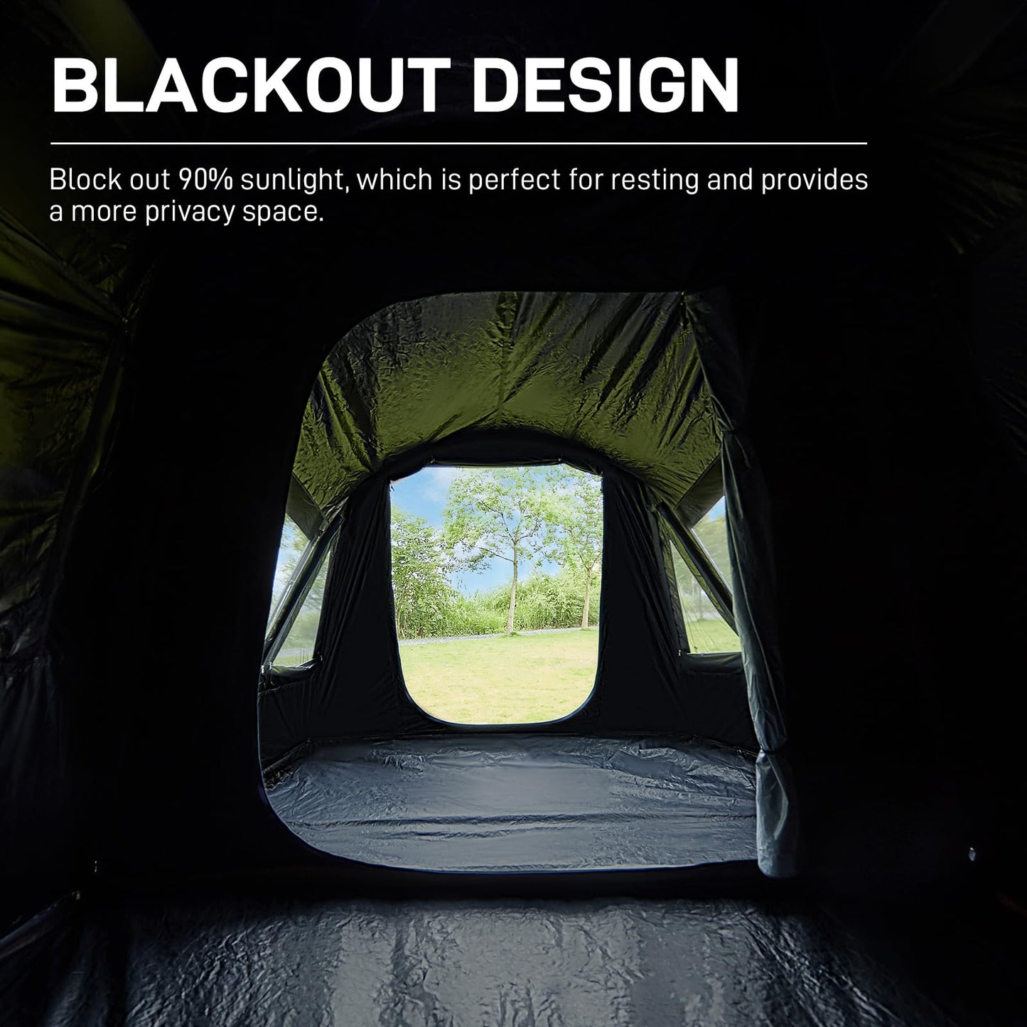 EVER ADVANCED 8 Person Blackout Design Cabin Tent, Camping Tent with Multi Room, Family Tent with Extra Porch and Rainfly, 2 Rooms Huge Portable with Carry Bag, Water Resistant
