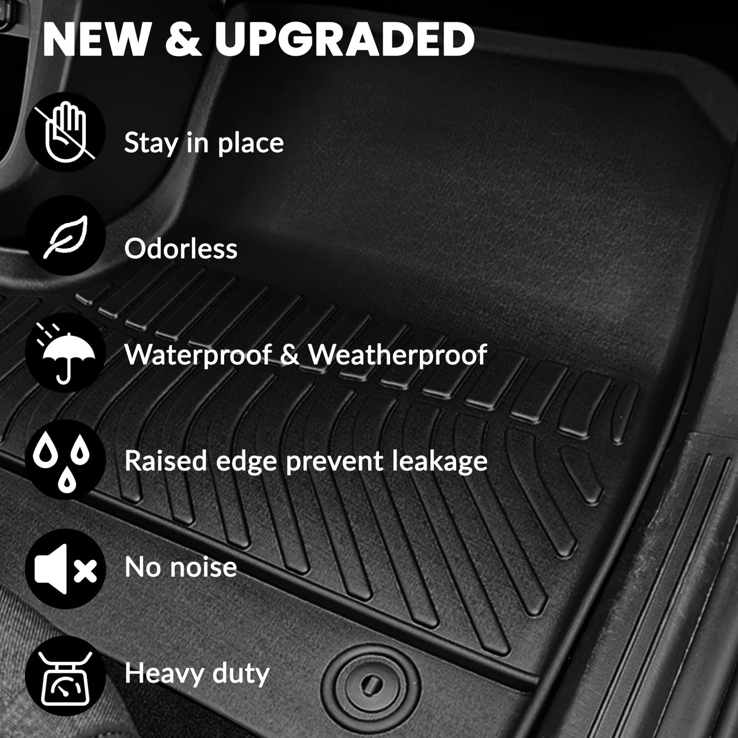 Auxko All Weather Floor Mats & Cargo Mat & Backrest Mat Fit for Jeep Grand Cherokee L 7 Seat (2nd Row Bench Seat) 2026 2025-2021 Liner Trunk Mat Accessories Odorless Black