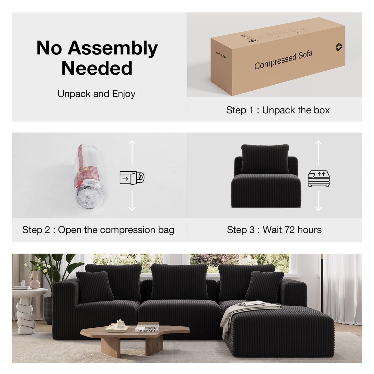 Novilla 141" Modular Sectional Sofa, Modern Cloud Sectional Couch with Smarts Coil® Support, U-Shape Boneless Couch for Living Room Apartments Bedroom, No Assembly Required (4 Seater + 2 Ottoman)