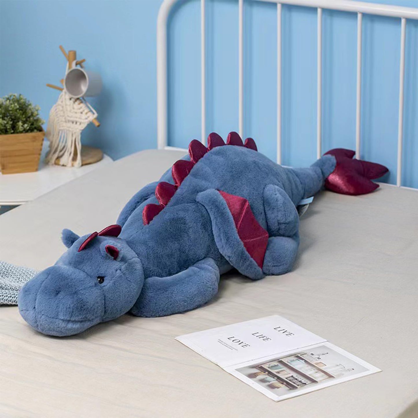 Dodhse Pterosaur Stuffed Animal with Wings - Cute Soft Dinosaurs Plush Toys Little Flying Dragon Plushies Pillow Doll Christmas Birthday Gifts for Kids Boys Girls (Blue,35.43inch/90cm)