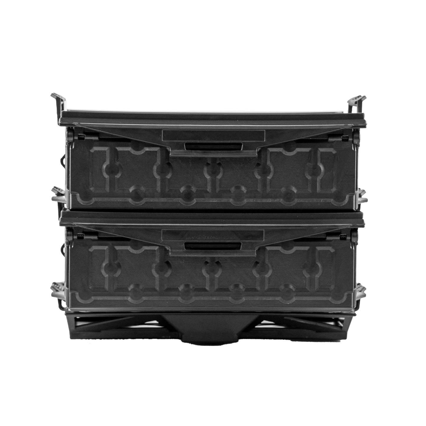 YakAttack TracPak Black Combo Kit – 2 Stackable Kayak Storage Boxes with Quick Release Track Mount Base | Kayak Crate System for Fishing Gear & Tackle Accessories | Compact Kayaking Storage Box