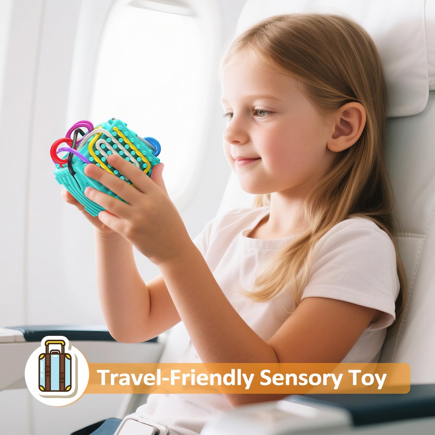 Silicone Sensory Activity Board – Fidget Travel Toys for Kids & Toddler, ADHD Autism Anxiety Relief Items (Blue)