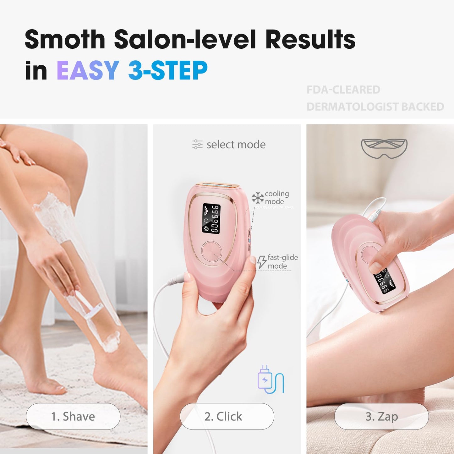 Oreeth Laser Hair Removal Device, at-Home IPL Hair Removal for Women & Men - Safe 45°F Ice-Cooling Contact for Painless & Long-Lasting Results, 86% Hair Reduction in 3 Weeks for Full Body, Hot Pink