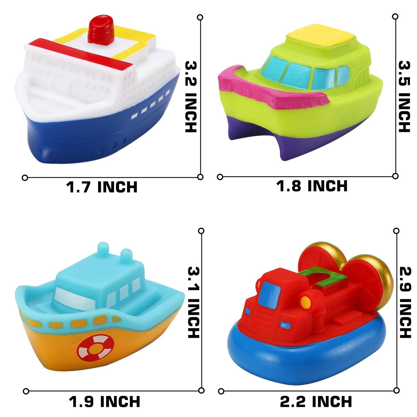 Bath Toys, 6 Packs Light up Boat Floating Rubber Set, Flashing Color Changing Light in Water, Tub Gift for Baby Infant Toddler Child Kid, Bathtub Ship Toy for Bathroom Shower Game Swimming Pool Party