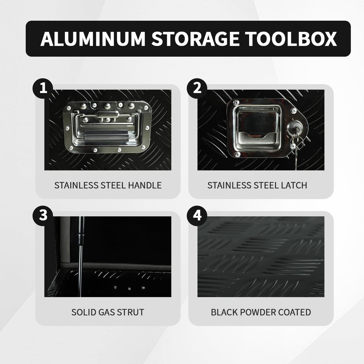 48 inch Truck Tool Box,Aluminum Truck Bed Tool Box w/Handled Locks and keys,Universal Fit for Pickup‌ Truck,Trailer,Vehicle,UTV,ATV-Black,48 X 19.5 X 17.5 inch