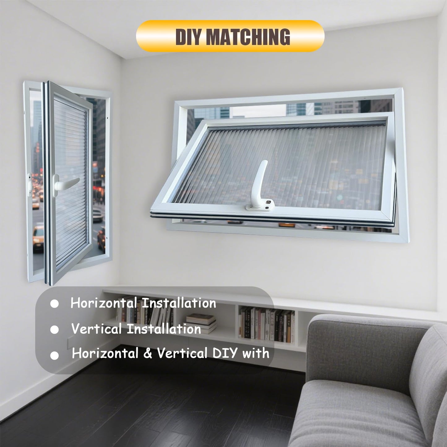 28x24in Windows for houses, 360° Rotation Sliding Window, Flush Mount Rotating Ventilated Windows, Basement Window with Tempered Glass, for Bathroom/Kitchen/Warehouse/Playhouse (White, 28x24in)