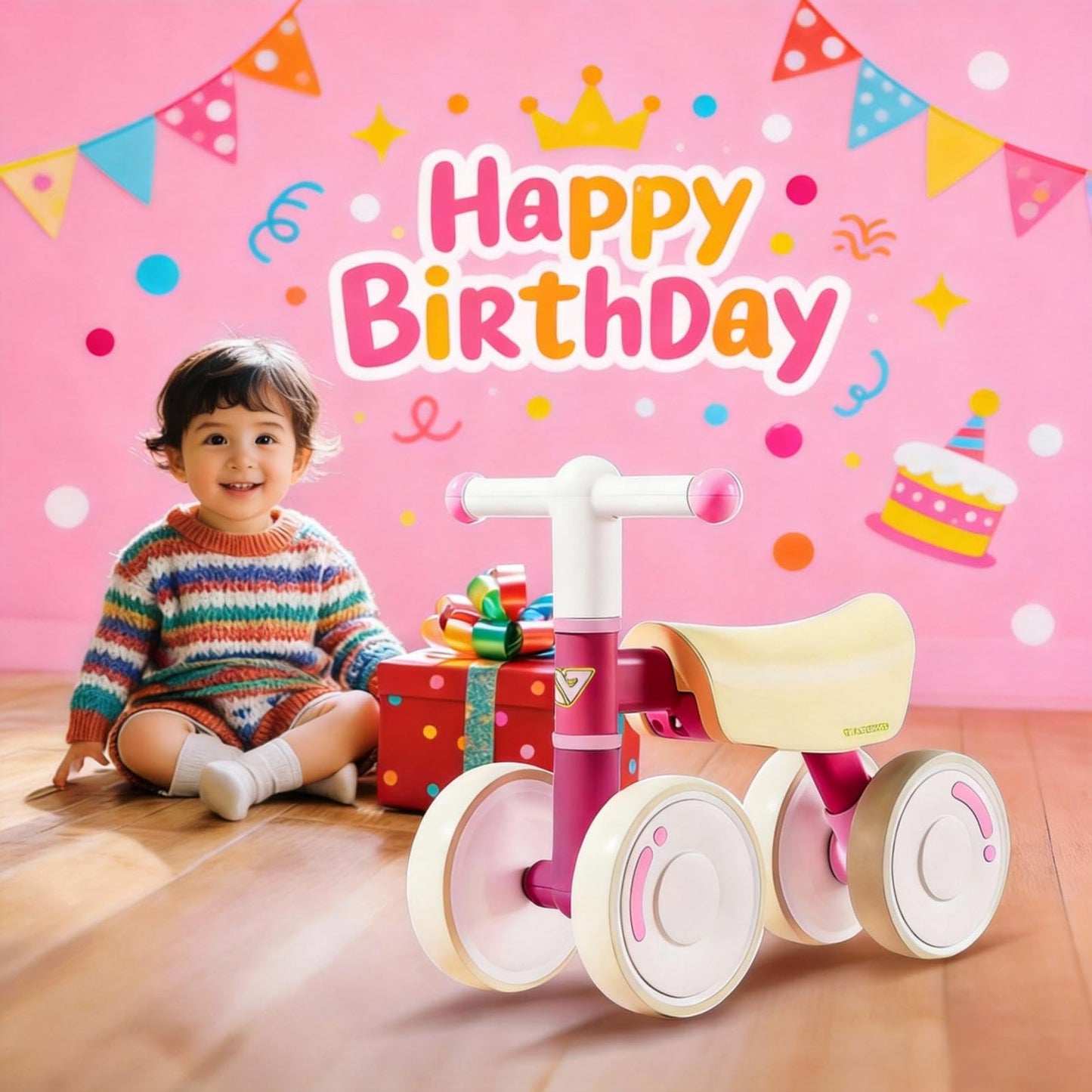 WinHope Baby Balance Bike for 1-3 Year Old Boys Girls, Silent Wheels, No Pedal 12-36 Month Toddler Balance Bike, First Birthday Gifts(Pink)