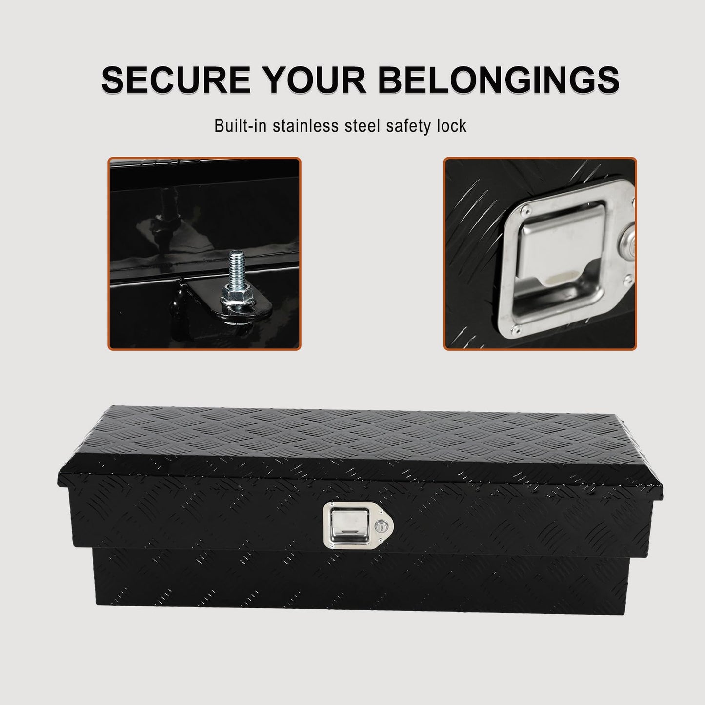 PRUNkuar 36 Inch Side Mount Truck Tool Box Aluminum for Pickup Truck Bed Toolbox Trailer Storage Black