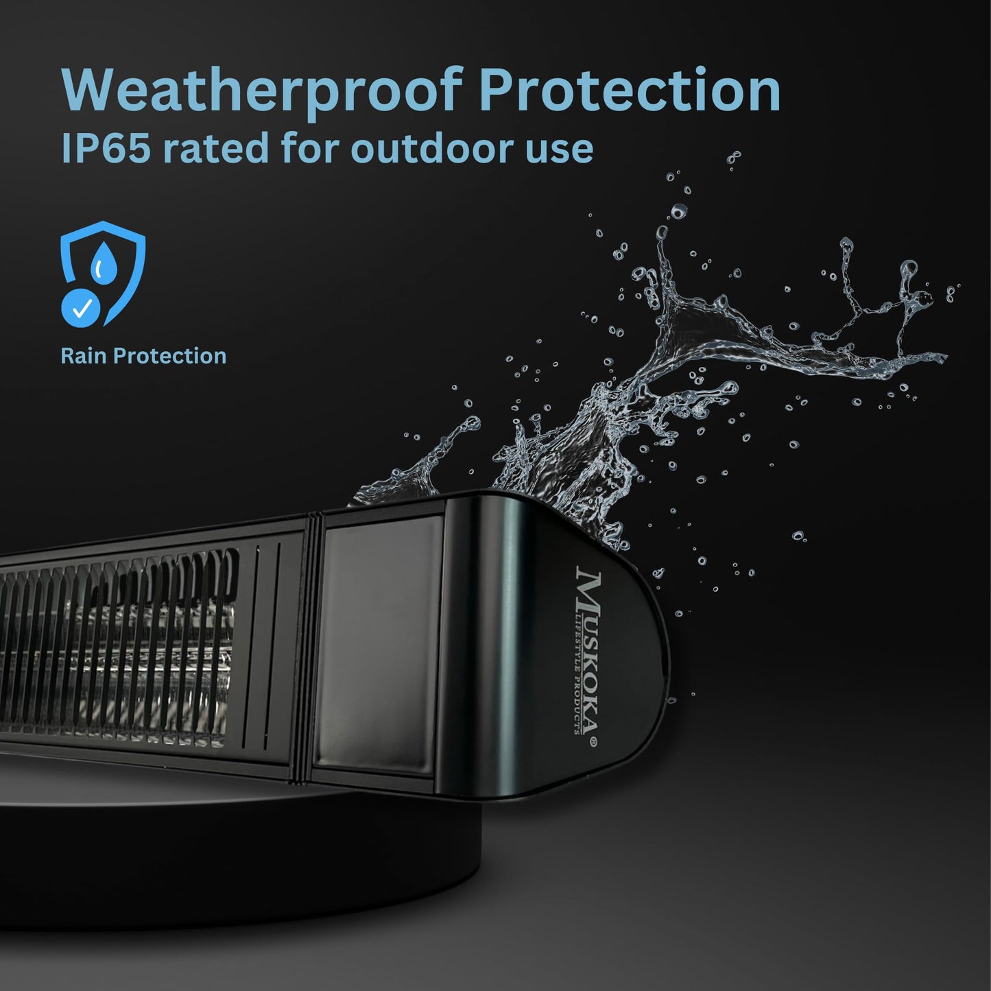 SunWave 2000-Watt Black Carbon LED Screen Infrared Patio Heater, Wireless Remote Controlled with 6 Heat Levels, Electric 220-240v Residential or Commercial by Muskoka Lifestyle Products