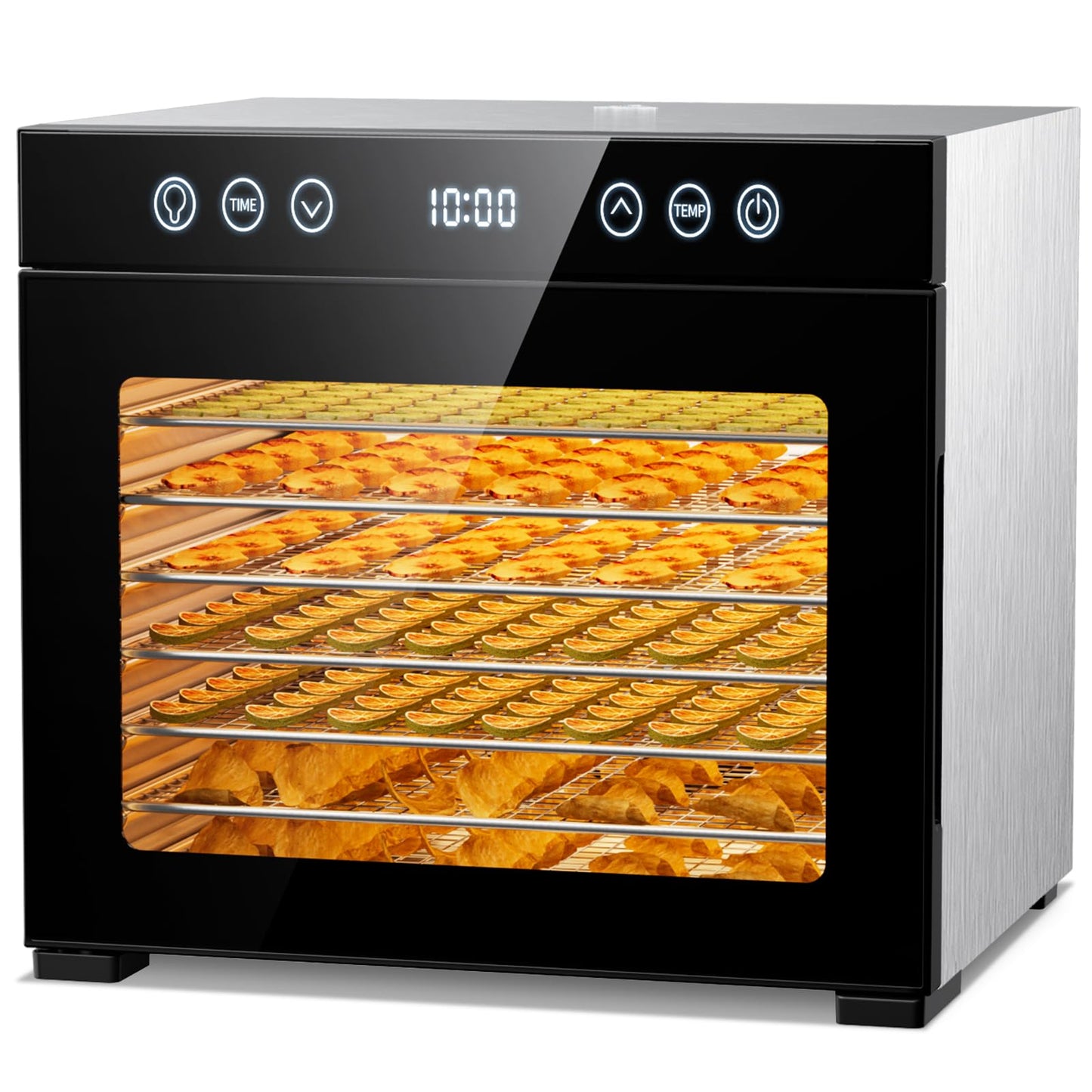 Food Dehydrator, Fruit Dryer Machine with Adjustable Timer & Temperature, 8 Stainless Steel Trays, Quiet Operation, 650W Powerful Dehydrator for Jerky, Fruits, Herbs, Dog Treats