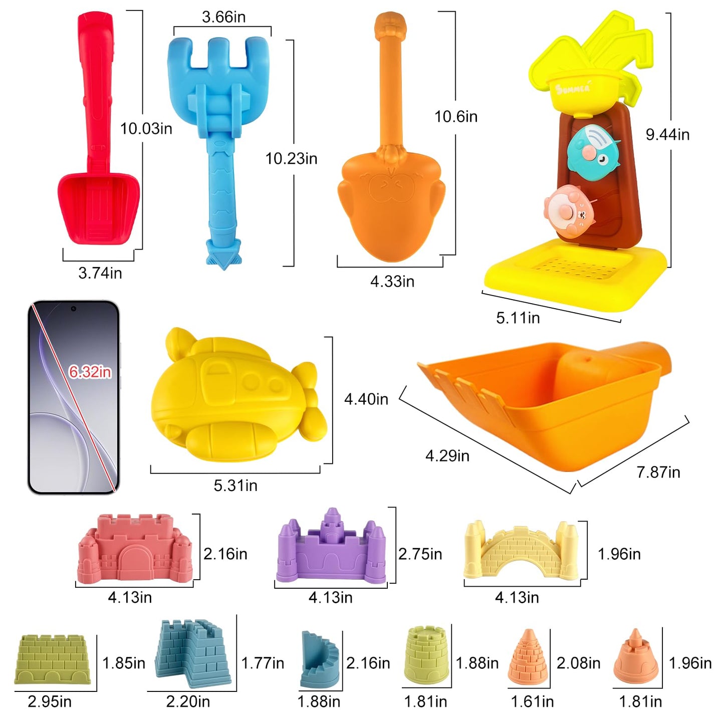 IOKUKI 19 PCS Sand Toys with Extra Large Mesh Bag Including Sand Wagon, Water Wheel, Large Shovels & Rakes, Molds, Castle Kit, Outdoor Beach Toys Tool Set for Kids, Toddlers, Boys and Girls Age 3+