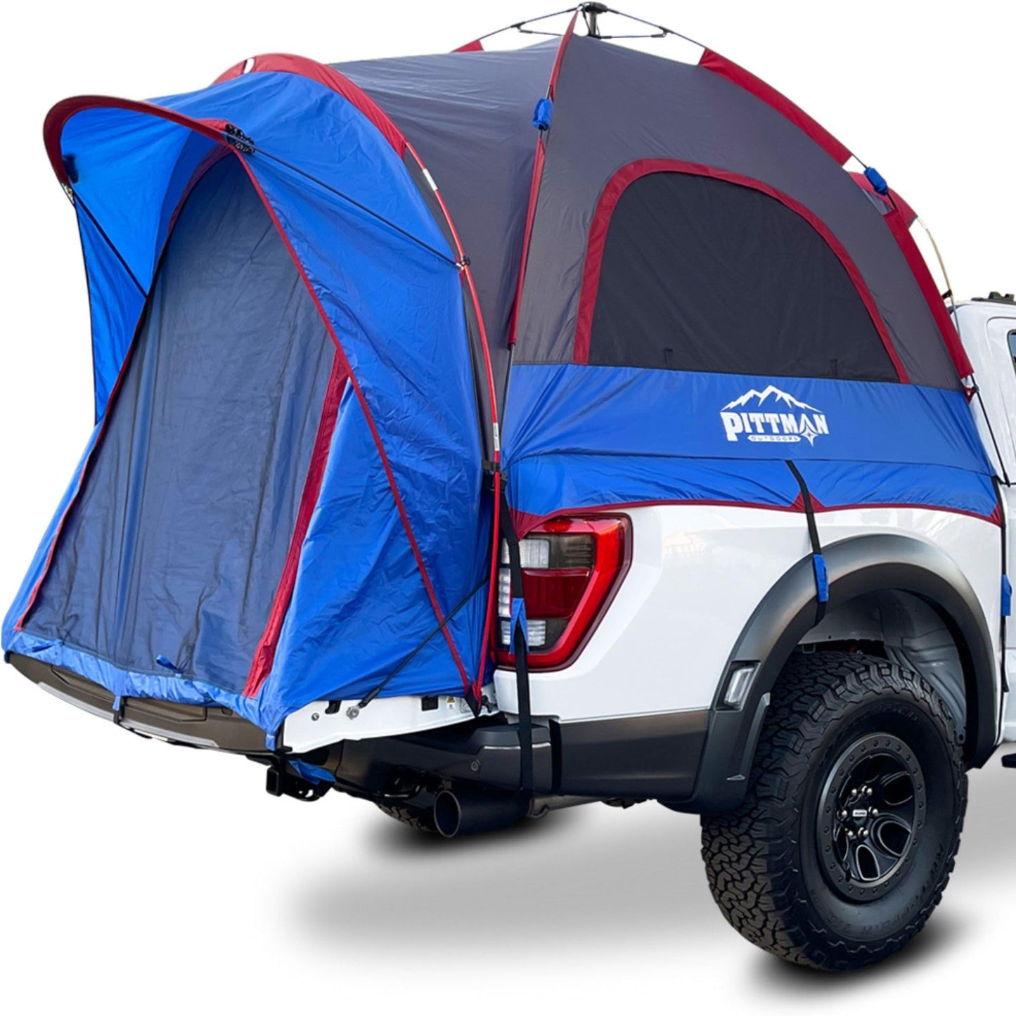 Pittman Outdoors - Truck Bed Tent with EZ-UP Design - Full Size - 5.5 ft-5.8ft Pickup Truck Tent for Camping - Includes Rain Fly, Extra Wide Entry, Oversize Air Mesh & Porch Cover - Truck Bed Camper