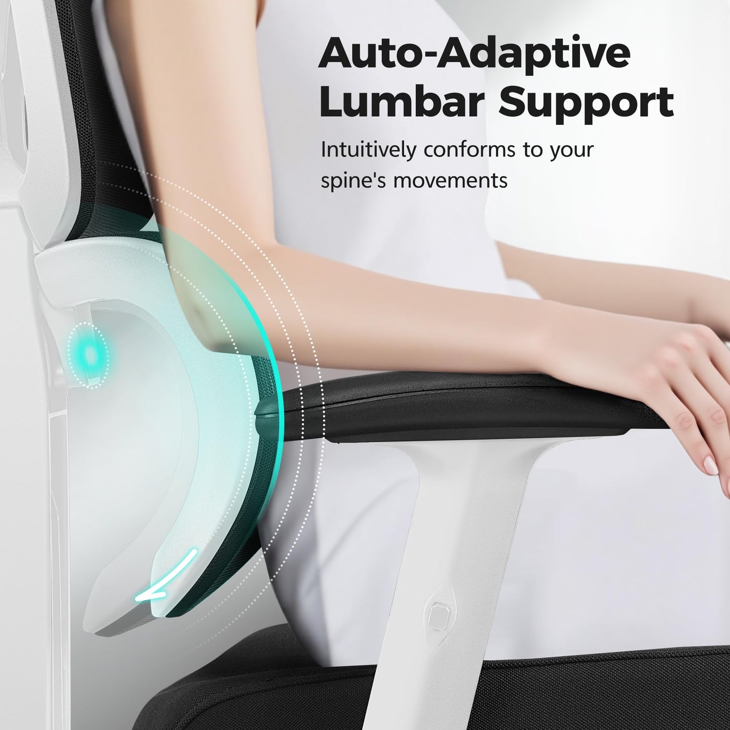 Ergonomic Office Chair High Back Desk Chair with Lumbar Support, Breathable Mesh Computer Chair with Adjustable Armrests Height, Reclining Swivel Big and Tall Gaming Chair for Home Office(White)
