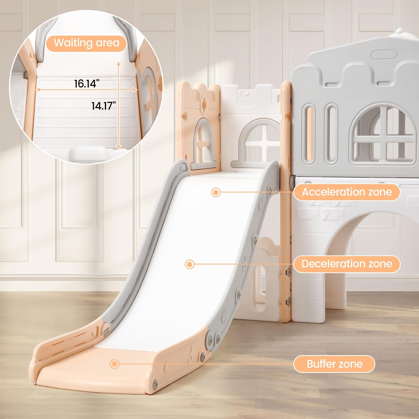 GarveeLife 8-in-1 Toddler Indoor Playground with Slide: Baby Slide Playset for Toddlers Ages 1-3 Outdoor Play, Kids Slide Includes Basketball Hoop, Climber, Crawling Tunnel, Telescope, Toy Storage