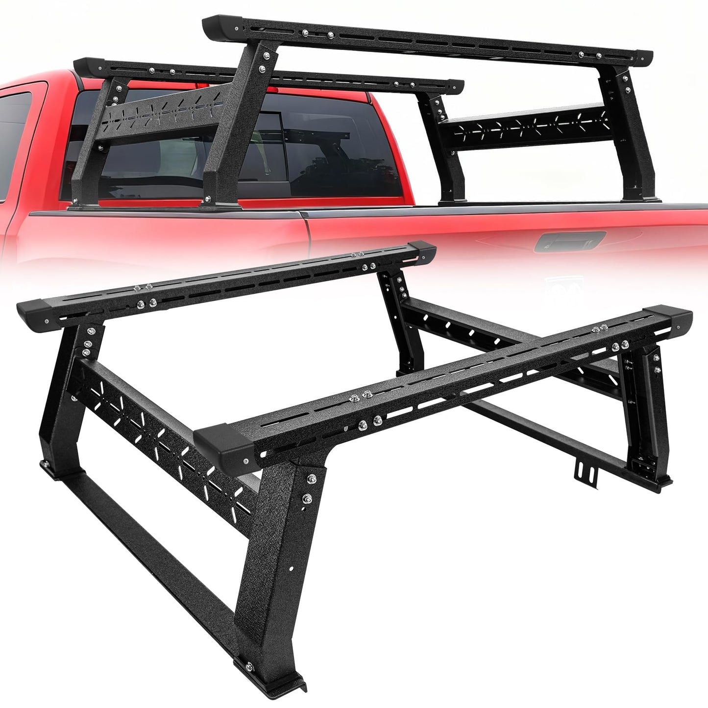 Binary Star Adjustable Truck Bed Rack Compatible with Most Trucks (Chevy/Dodge/Ford/Gladiator/Tundra/Tacoma), Kayak, Surfboard, Lumber, Snowboard, Ladder Rack for Truck