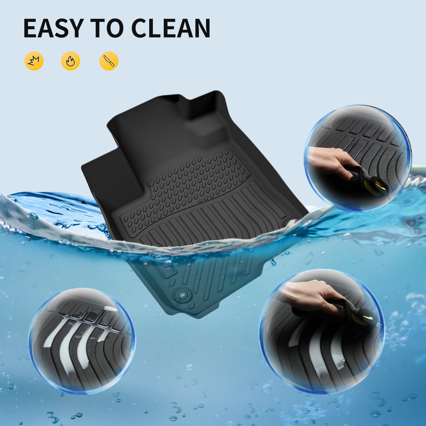 GINOWY-Floor Mats & Cargo Liner for Genesis GV70 2022-2026 (Not fit Electrified GV70), All Weather Car Floor Mats Cargo Liner TPE Rubber Trunk Mat Trunk Liner, GV70 Accessories Mats