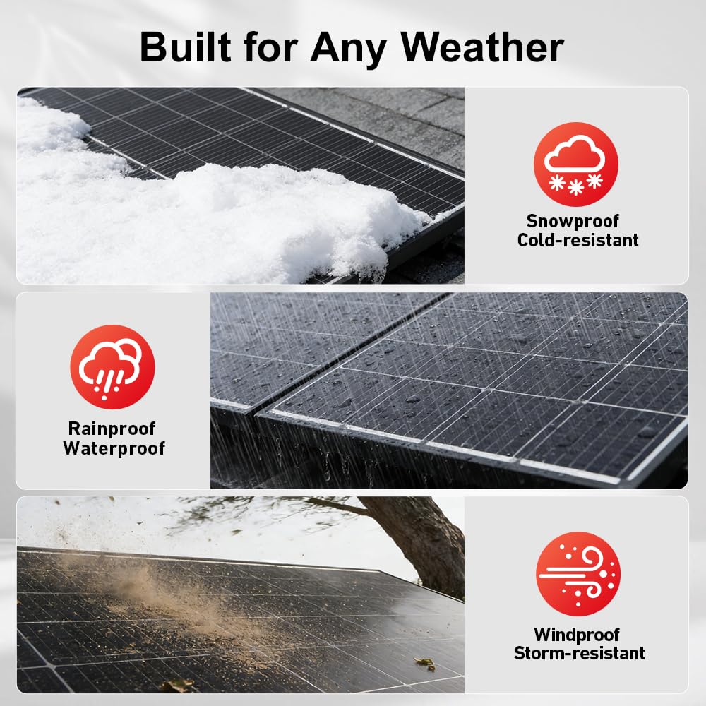 DOKIO 400W 31V Mono Solar Panel - Works for 12V/24V Systems, Equipped with 9.84ft MC4 Wiring, Perfect for Gardens, Courtyards, Greenhouses, Sheds, Terraces & Off-Grid Battery Charging.