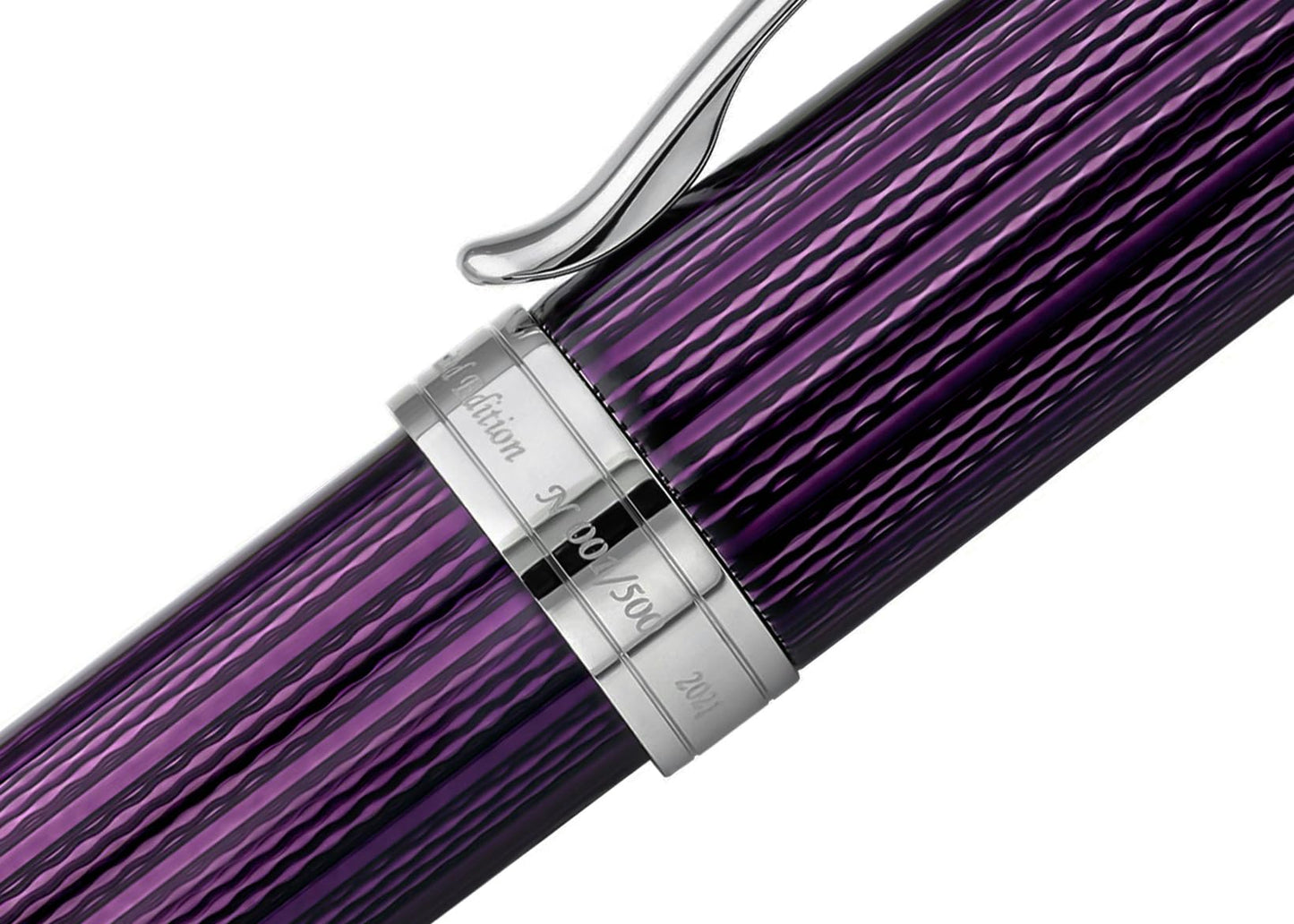Xezo Incognito Brass Ballpoint Pen in Purple Metallic Color, Diamond-Cut Engraved, Serial, Platinum Plated Parts (Incognito Purple B-2)