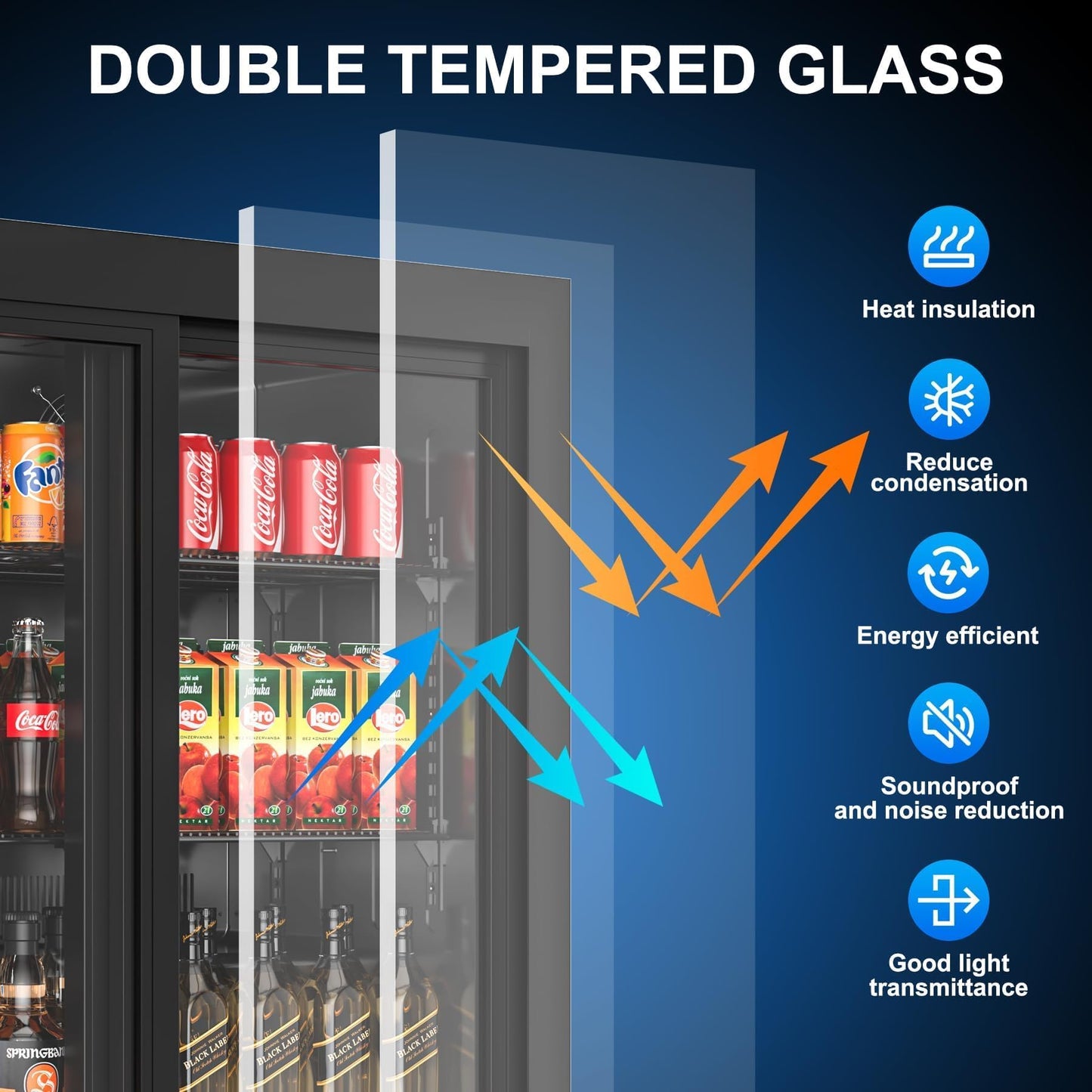 Rockitch Back Bar Cooler with 2 Sliding Doors, 6.8 Cu.ft Commercial Bar Cooler with LED Lighting, Under Counter Height Beverage Refrigerator, Commercial Display Drink Fridge for Bar, Restaurant, Hotel