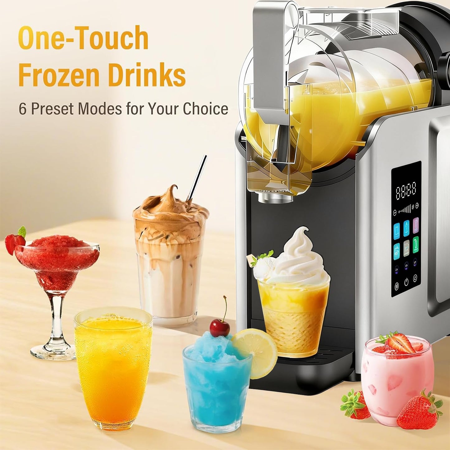 RUN.SE Slush-Ease Slushie Machine-2L/68oz No-Ice-Needed Slushie Machine for Home,5-Minute Rapid Freezing, Self-Cleaning, 6 Preset Modes|Frozen Margaritas, Cocktails, Smoothies,Frappuccinos,Ice Cream.